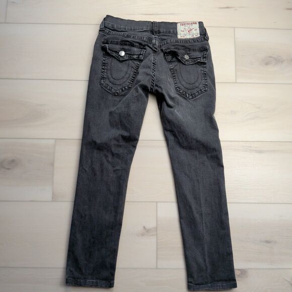 True Religion Jeans Mens 32x30 Rocco Relaxed Skinny Black Charcoal Gray Denim - Picture 4 of 12